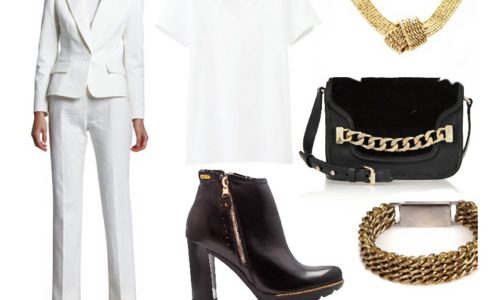 Złote detale, klamry, ćwieki i łańcuchy