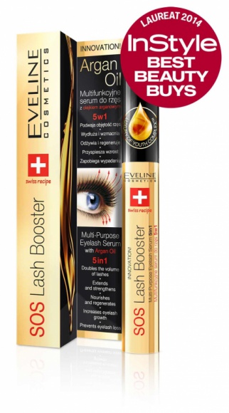 Best Beauty Buys 2014 miesięcznika „InStyle” dla Eveline Cosmetics LIFESTYLE, Uroda - SOS Lash Booster serum do rzęs z olejkiem arganowym 5w1 Eveline Cosmetics zostało laureatem w plebiscycie Best Beauty Buys 2014 magazynu „InStyle” w kategorii makijaż – oczy.