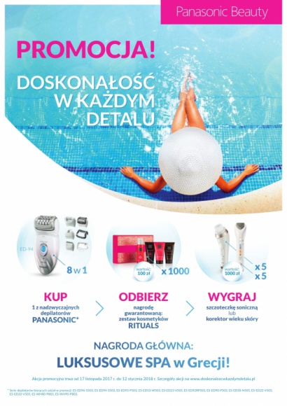 Doskonałość w każdym detalu LIFESTYLE, Uroda - "Doskonałość w każdym detalu" to akcja promocyjna depilatorów marki Panasonic, której uczestnicy mogą otrzymać zestawy kosmetyków Rituals i walczyć o nagrody dodatkowe.