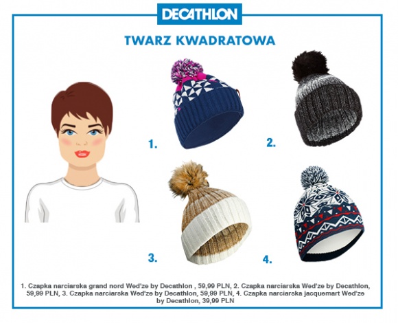 Jak dobrać czapkę do kształtu twarzy LIFESTYLE, Moda - Dla wielu z nas wybór czapki jest trudną decyzją. Jak wybrać fason, który podkreśli indywidualny charakter twarzy i jednocześnie będzie zgodny z obecnymi trendami? Przed wyprawą na ferie, skorzystaj z krótkiego poradnika sieci Decathlon i dobierz czapkę idealną dla siebie.