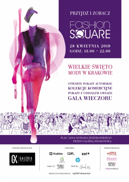 Fashion Square - serce Krakowa bije w rytmie mody! LIFESTYLE, Moda - To będzie jedyny taki dzień w roku! Wydarzenie, które po raz drugi połączy znanych polskich projektantów, międzynarodowe marki oraz gwiazdy z pierwszych stron gazet odbędzie się już 28 kwietnia na Placu Jana Nowaka-Jeziorańskiego przed Galerią Krakowską.