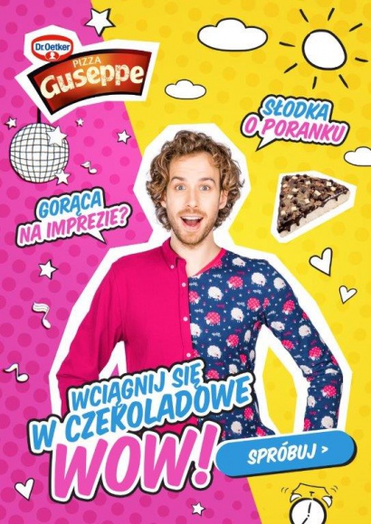 Polacy pokochali czekoladową pizzę Guseppe LIFESTYLE, Moda - Po dużym sukcesie akcji zorganizowanej z okazji święta zakochanych, Dr. Oetker na stałe powiększa swój asortyment pizz o czekoladową wersję włoskiej przekąski. Popularna seria Guseppe została poszerzona o pizzę z mleczną i białą czekoladą.