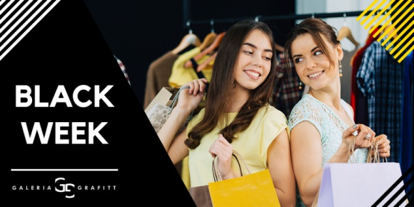 Black Week w Galerii Grafitt – poznaj listę rabatów LIFESTYLE, Moda - Na ten okres czekają wszyscy łowcy okazji. Black Friday, a w przypadku niektórych sklepów czy butików Black Weekend to doskonała okazja, by skorzystać ze specjalnych ofert i wysokich rabatów.